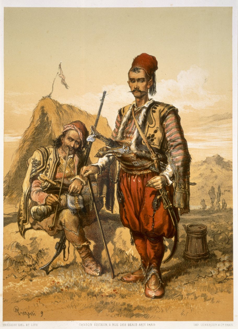 Turečtí pěšáci v osmanské armádě, hospoda. od Lemerciera, kolem roku 1857 od Amadeo Preziosi