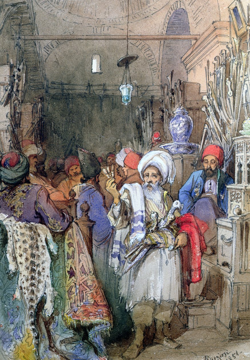 Prodejci v krytém bazaru, Istanbul, 1851 od Amadeo Preziosi