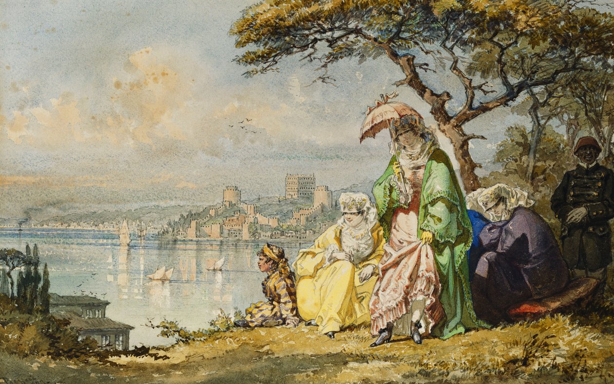 Dámy na Bosporu s Rumeli Hisar Beyond, 1873 od Amadeo Preziosi