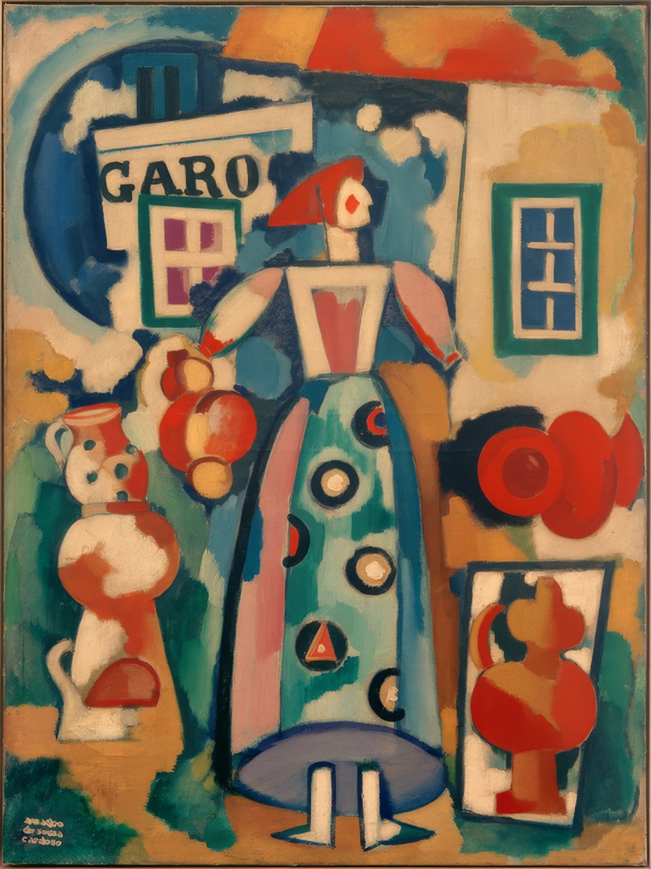 Lidová píseň - Ruská žena a Figaro od Amadeo de Souza Cardoso