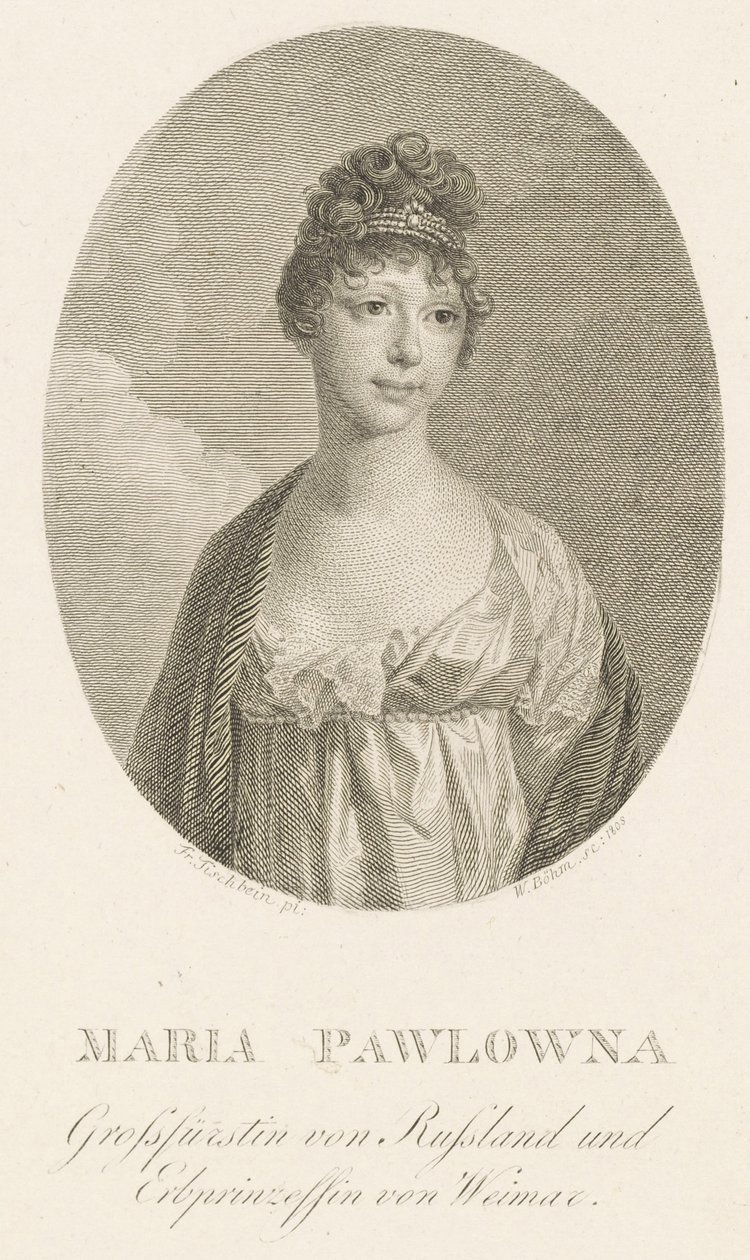 Velkokněžna Maria Pavlovna Ruska 1786-1859, velkovévodkyně Saxe-Weimar-Eisenach, 1808. od Amadeus Wenzel Boehm