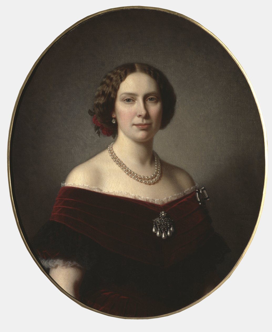 Louise des Pays Bas, reine de Suede et Norvege - Portrét Louise Nizozemské (1828-1871), královny Švédska a Norska, od Lindegren, Amalia (1814-1891). Olej na plátně. Rozměr: 85 x 73 cm. Národní muzeum Stockholm od Amalia Lindegren