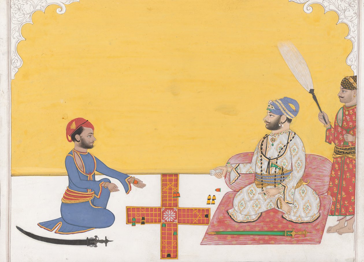 Maharaja Sovan Singh hraje Pachisi, K. 1868. od Ambav