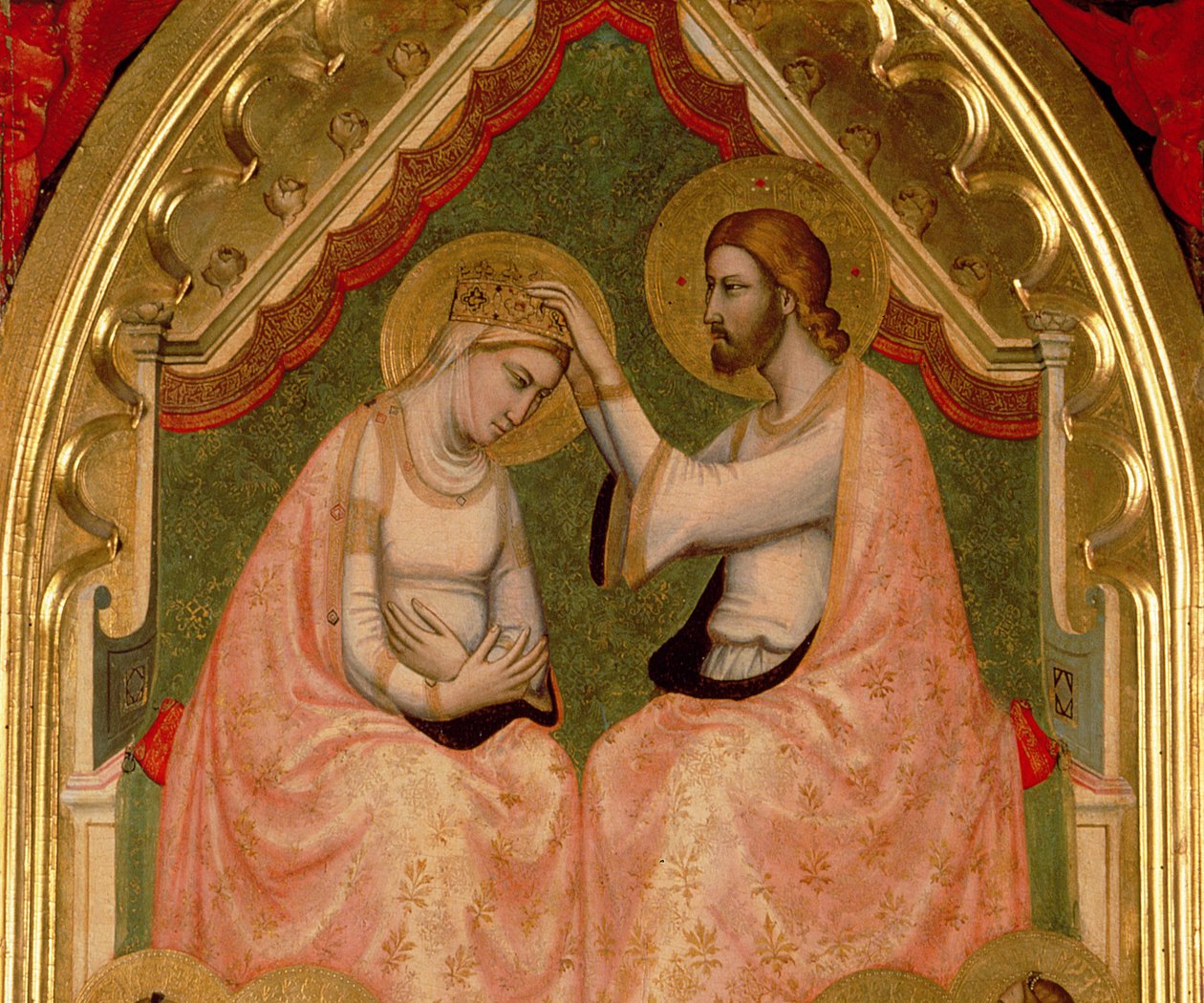 Detail středového panelu Coronation of the Virgin Polyptych viz také 66540 & 66541 od Ambrogio Bondone Giotto