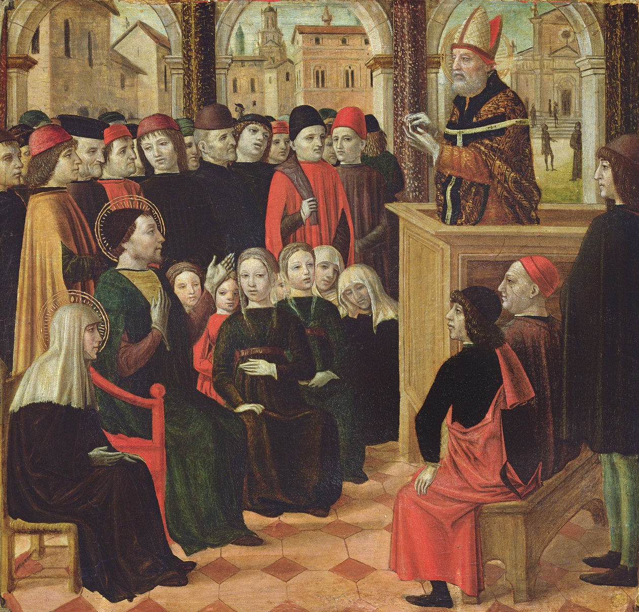 Kázání sv. Ambroise (tempera na panelu) od Ambrogio Bergognone