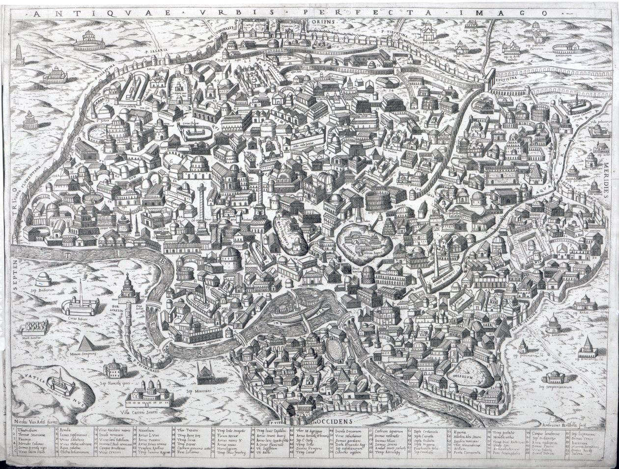 Antiquae Urbis Perfecta Imago, Mapa Říma, cca 1600 od Ambrogio Brambilla