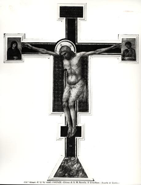 Ukřižování (tempera na desce) (čb fotografie) od Ambrogio Bondone (school of) Giotto