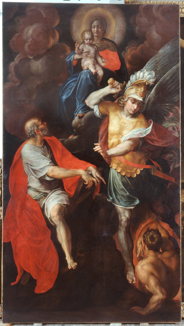 Madona s dítětem a svatý Jan Evangelista a svatý Michael od Ambrogio Giovanni Figino