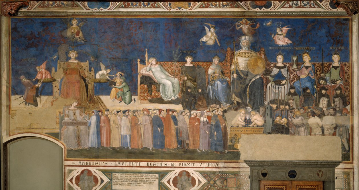 Alegorie dobré vlády Cyklus fresek Alegorie dobré a špatné vlády, 1338-1339 od Ambrogio Lorenzetti