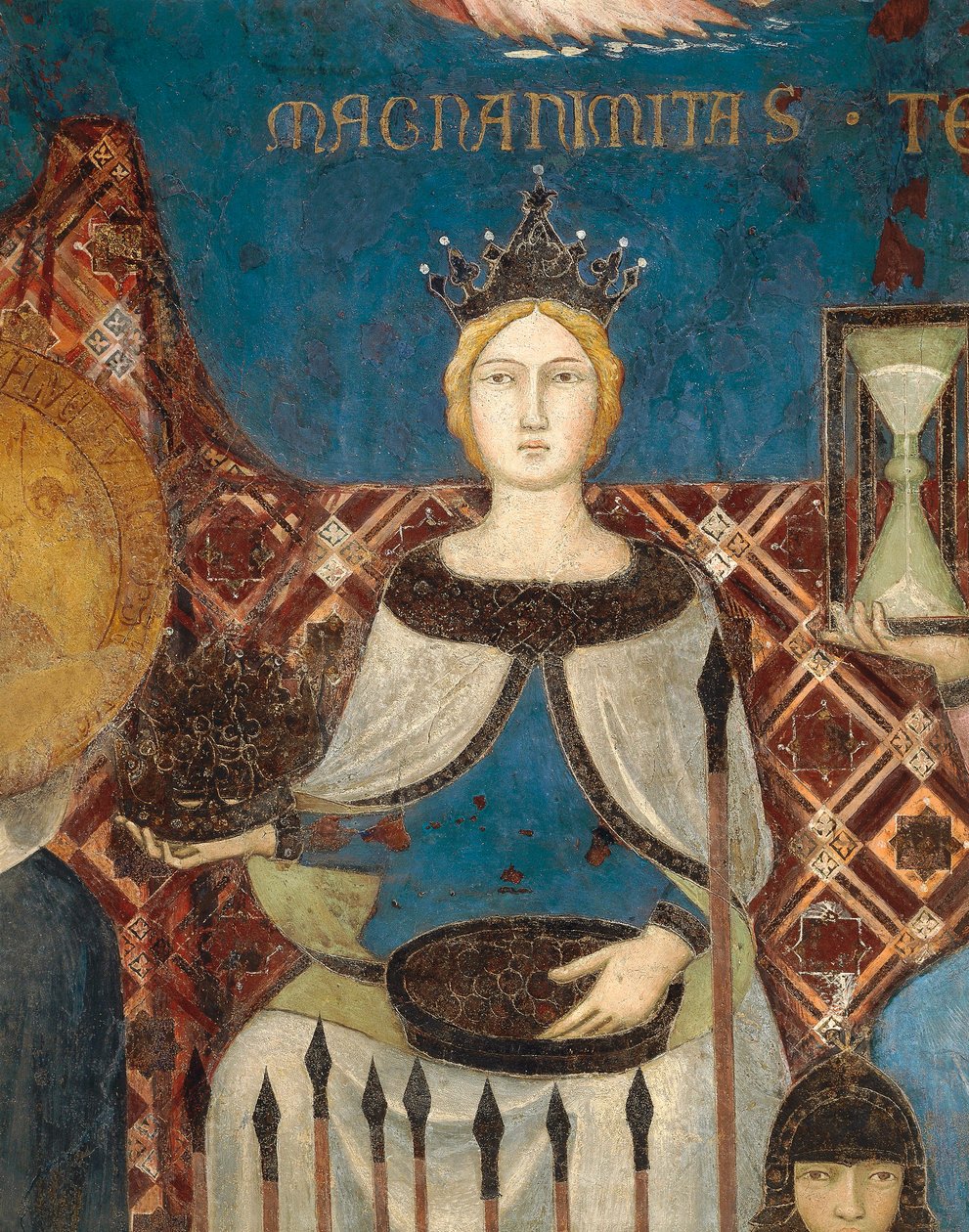 Alegorie dobré vlády, velkorysosti a velkorysosti, detail z Alegorie a účinky dobré a špatné vlády na město a venkov od Ambrogio Lorenzetti