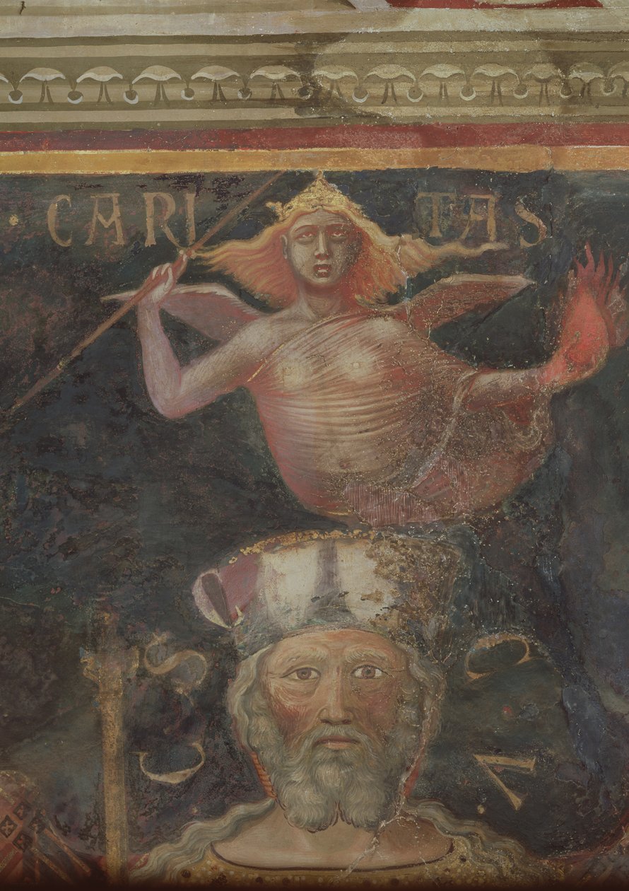 Alegorie dobré vlády, detail Charity a hlava dobré vlády, 1338-40 od Ambrogio Lorenzetti