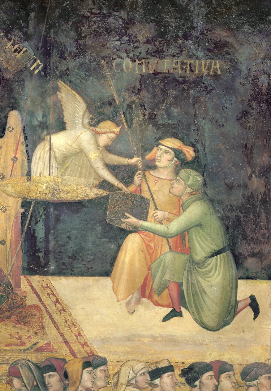 Alegorie dobré vlády, detail účinku komutativní spravedlnosti, 1338-40 od Ambrogio Lorenzetti