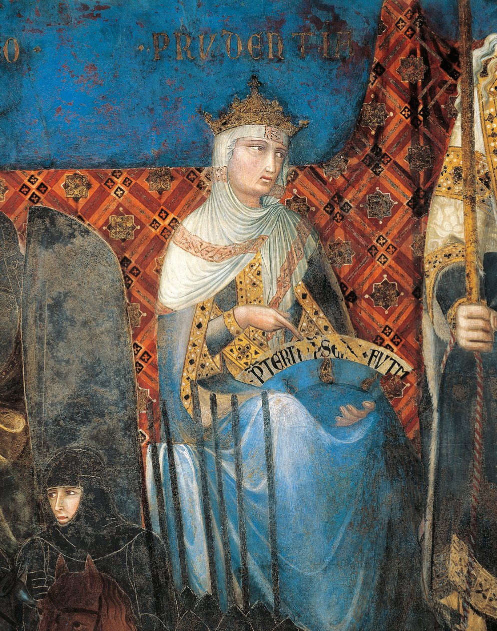 Alegorie dobré vlády, opatrnost, detail z Alegorie a účinky dobré a špatné vlády ve městě a na venkově od Ambrogio Lorenzetti