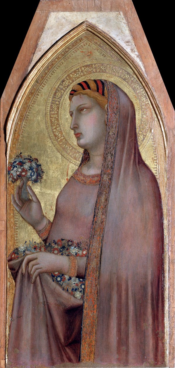 Dorothea Caesarea nebo Dorothy (z polyptych Panna a dítě) - Detrempe na dřevě od Ambrogio Lorenzetti