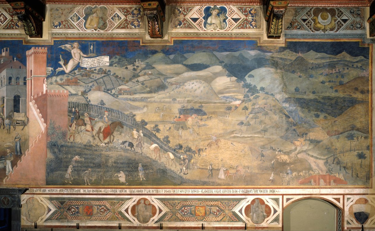 Účinky dobré vlády na venkově Cyklus fresek Alegorie dobré a špatné vlády, 1338-1339 od Ambrogio Lorenzetti