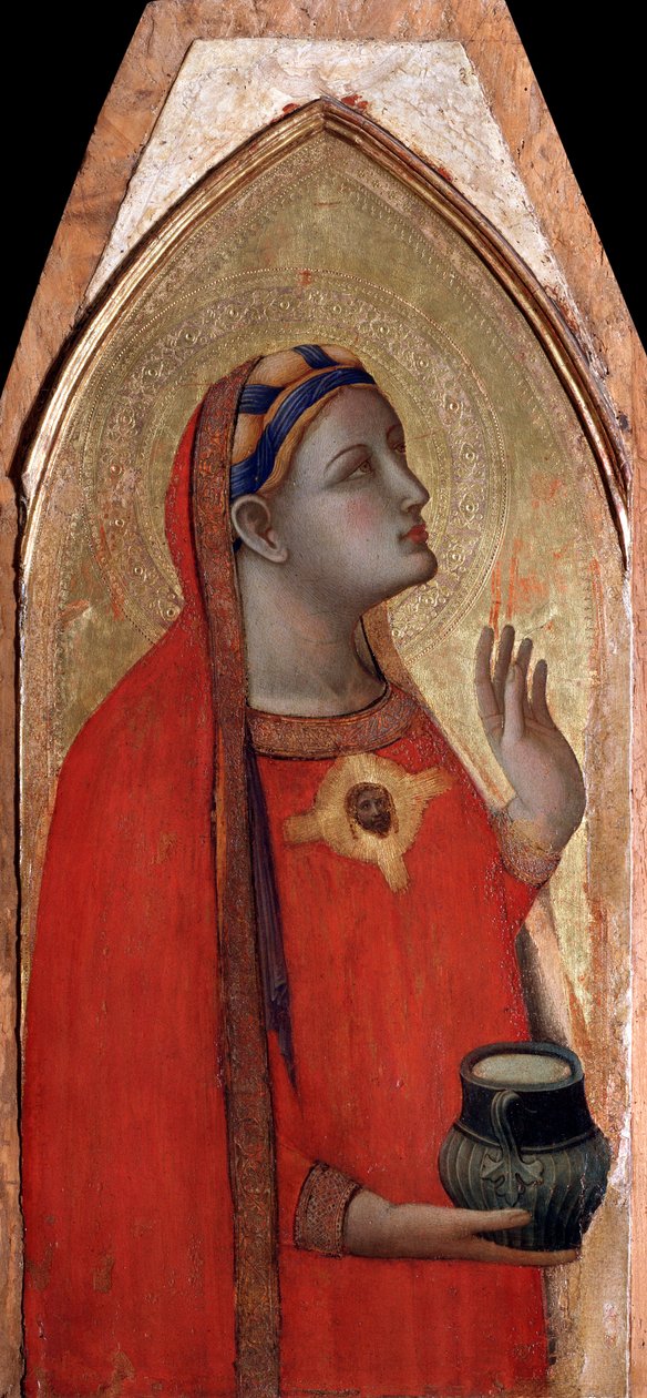 Máří Magdalény (levý panel polyptychu Panna s dítětem) - tempera a zlato na panelu od Ambrogio Lorenzetti
