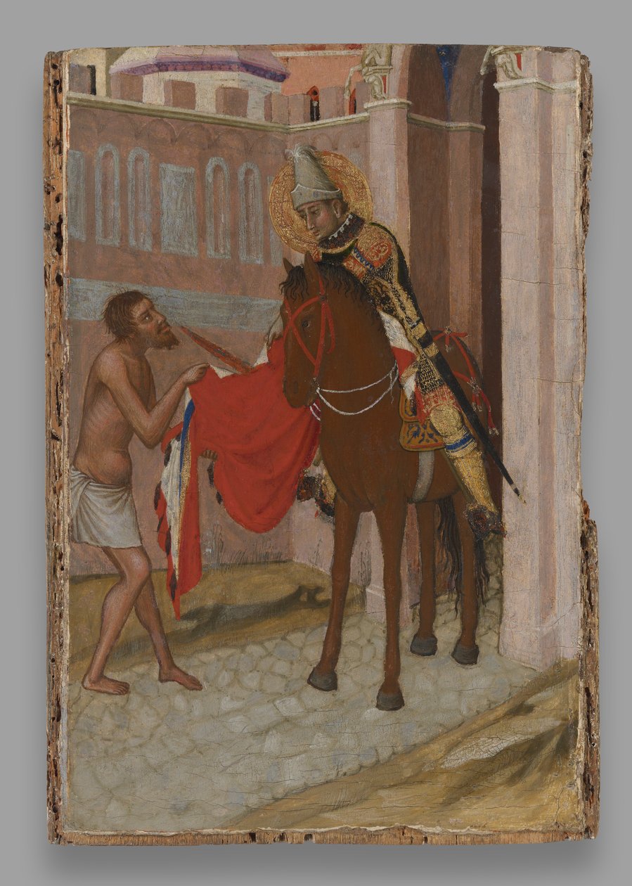 Svatý Martin z Tours dělící svůj plášť s žebrákem od Ambrogio Lorenzetti