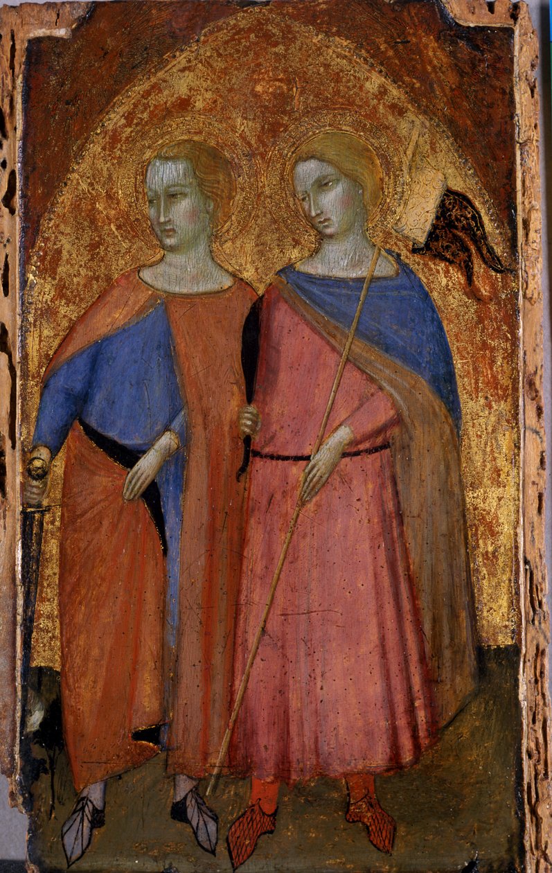 Svatí Galganus a Ansanus, kolem 1360 (tempera na topolovém dřevě) od Ambrogio Lorenzetti