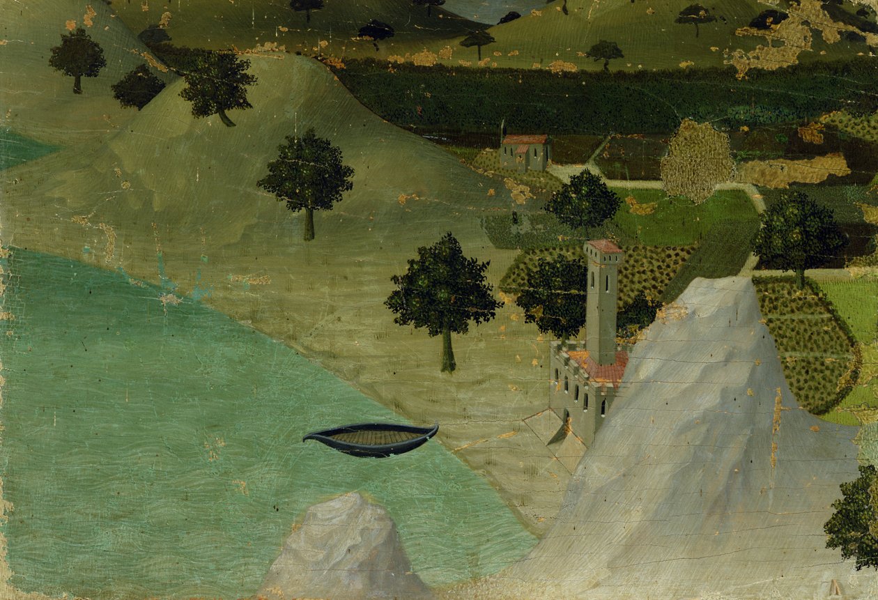 Pohled na hrad na okraji jezera od Ambrogio Lorenzetti