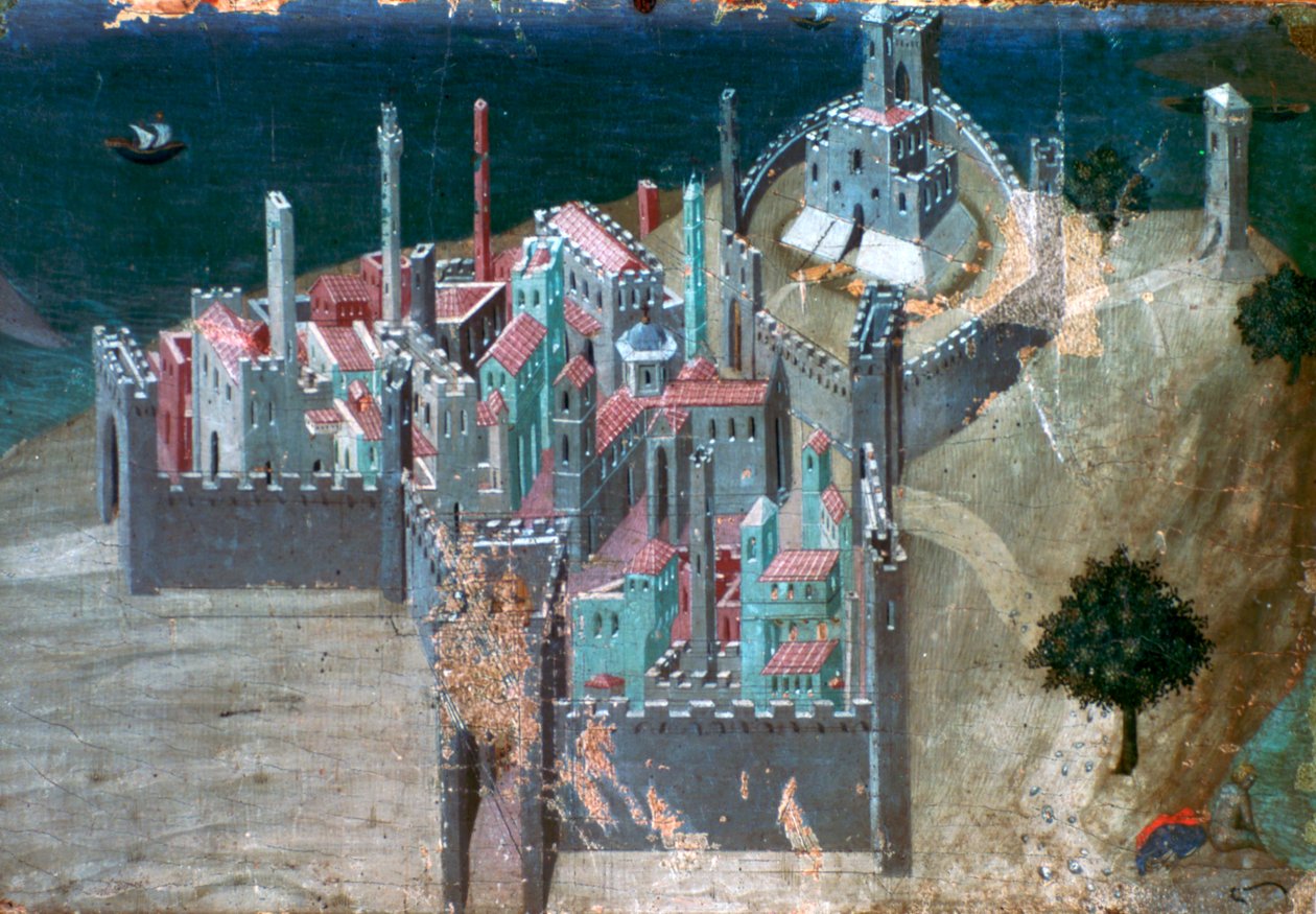 Pohled na pobřežní město, c1300-1348 od Ambrogio Lorenzetti