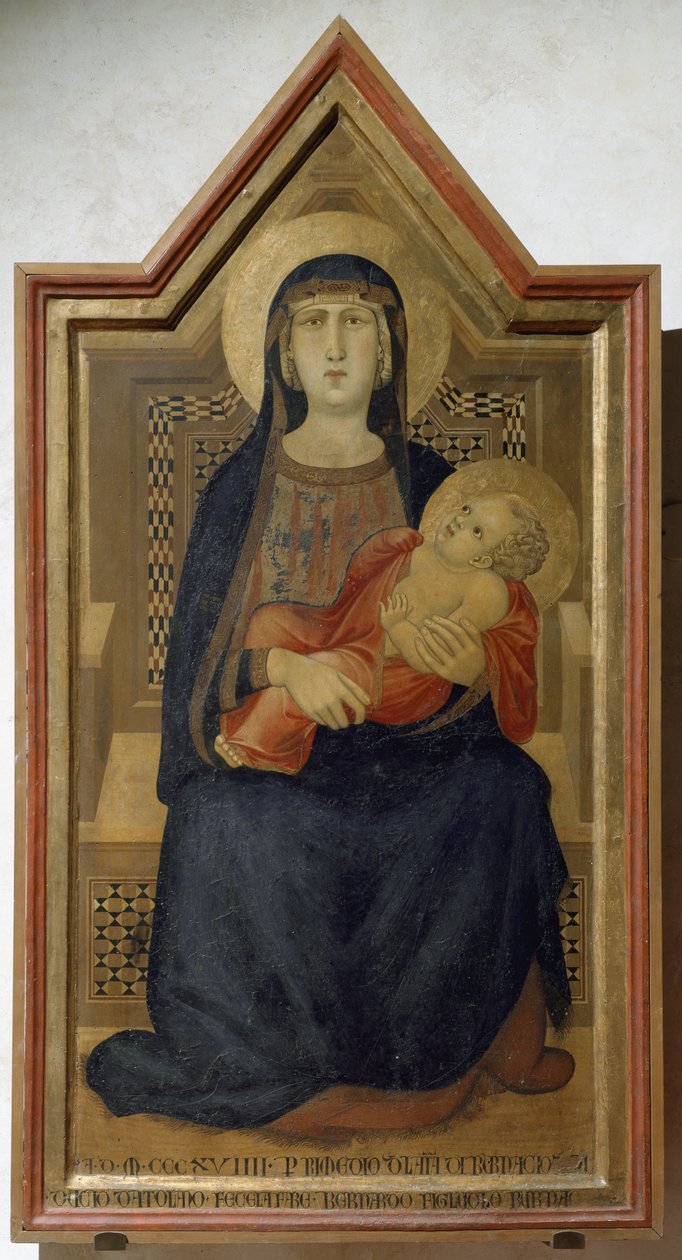 Panna Maria a Dítě Ježíš - tempera na dřevě od Ambrogio Lorenzetti