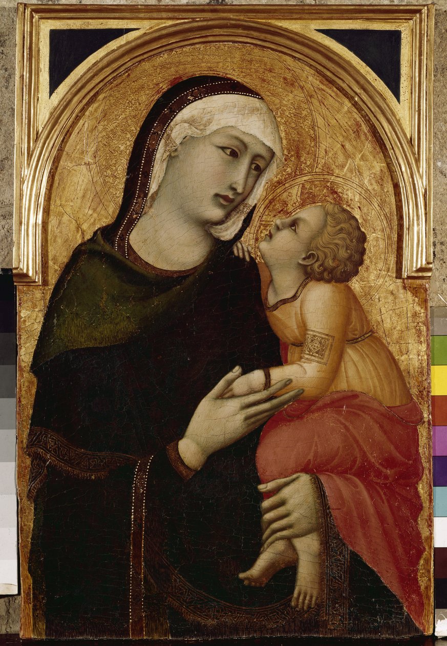 Panna a dítě (tempera a plátkové zlato na dřevě od Ambrogio Lorenzetti