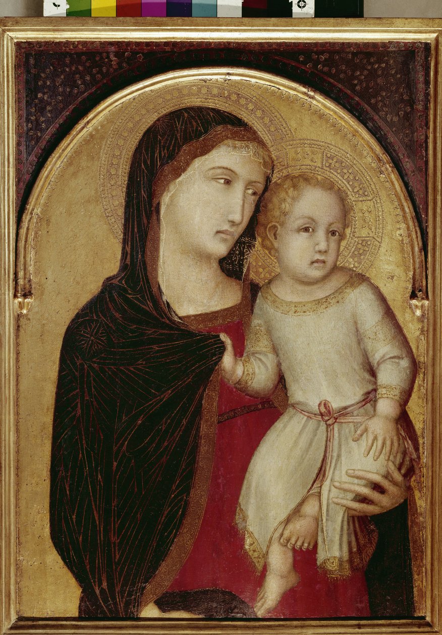 Panna a dítě (tempera a plátek zlata na dřevě, cca 1335) od Ambrogio Lorenzetti