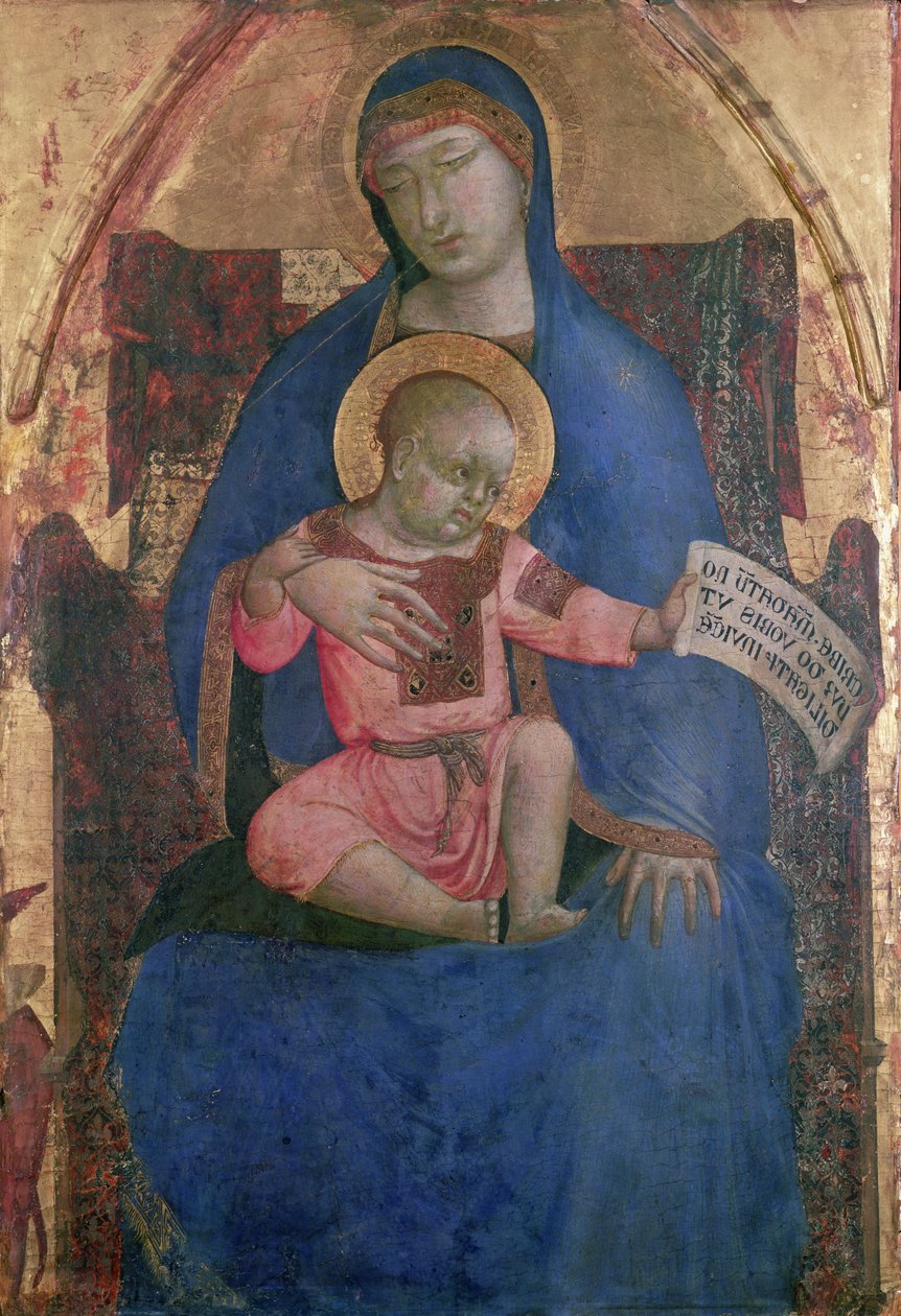 Panna a dítě na trůnu, 14. století od Ambrogio Lorenzetti