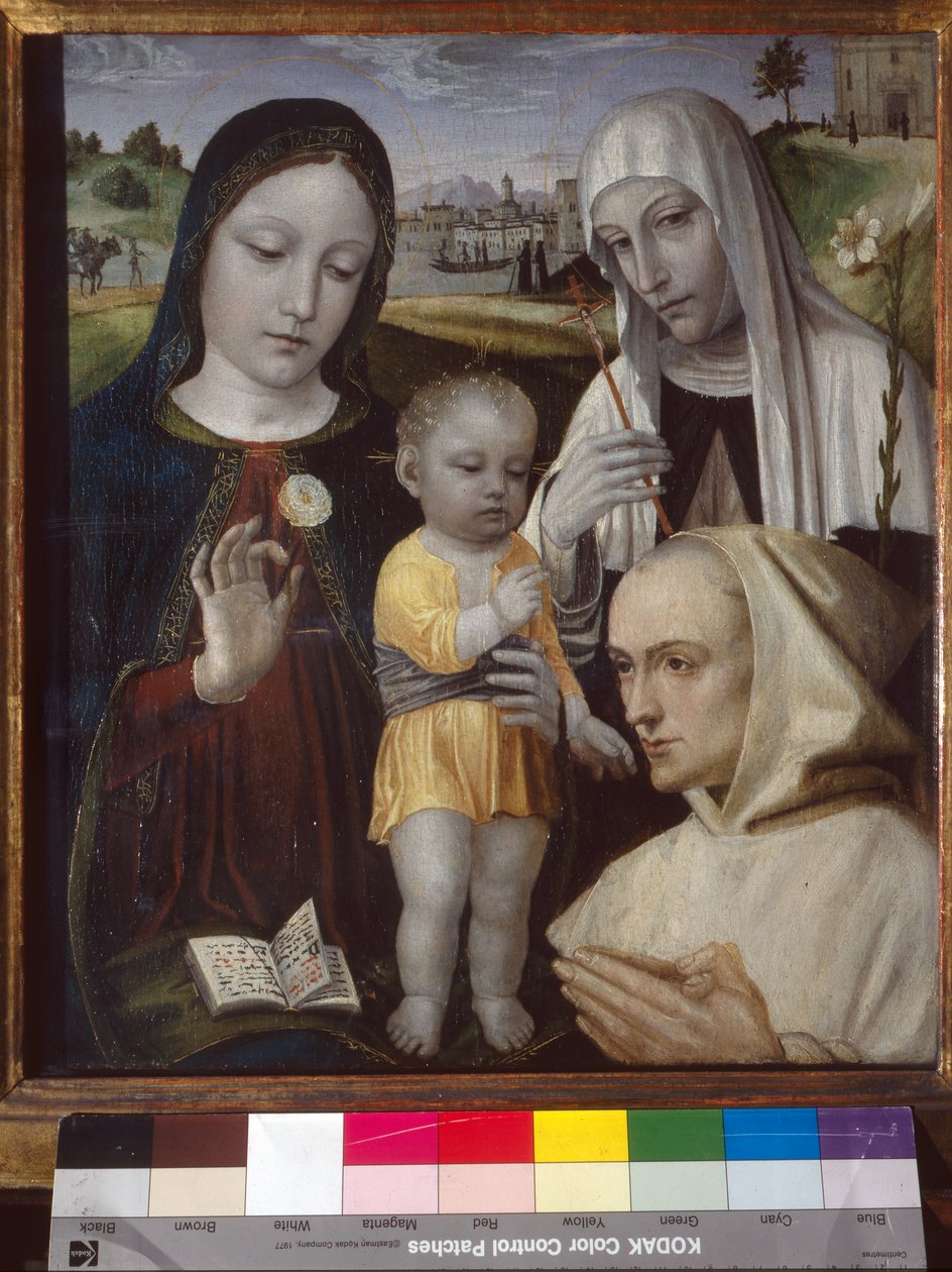 Madona s dítětem, svatá Kateřina Sienská a kartuziánský mnich od Ambrogio da Fossano (c.1460 1523)