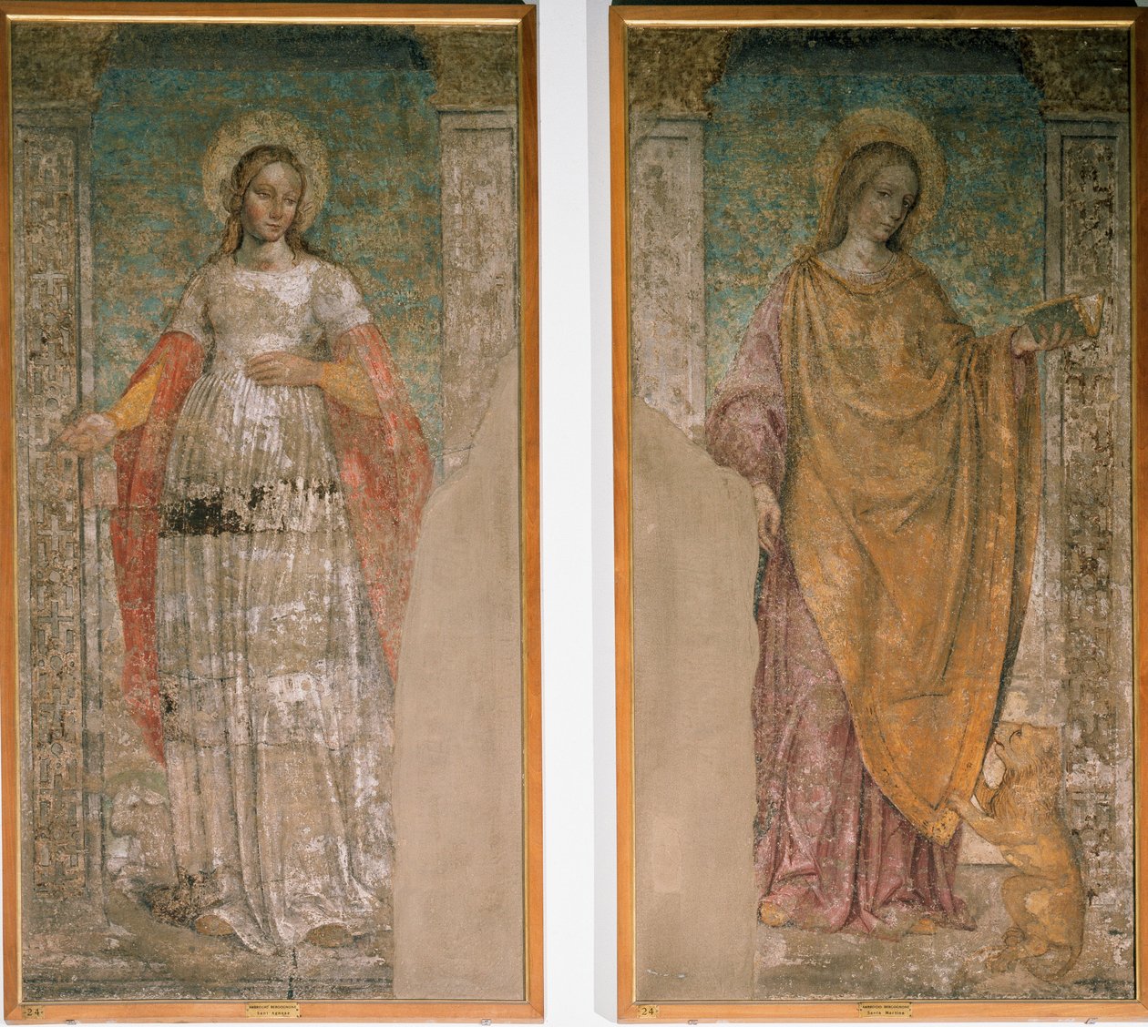 Svatá Anežka Římská a Svatá Martina Římská (Freska od Ambrogio da Fossano (c.1460 1523)