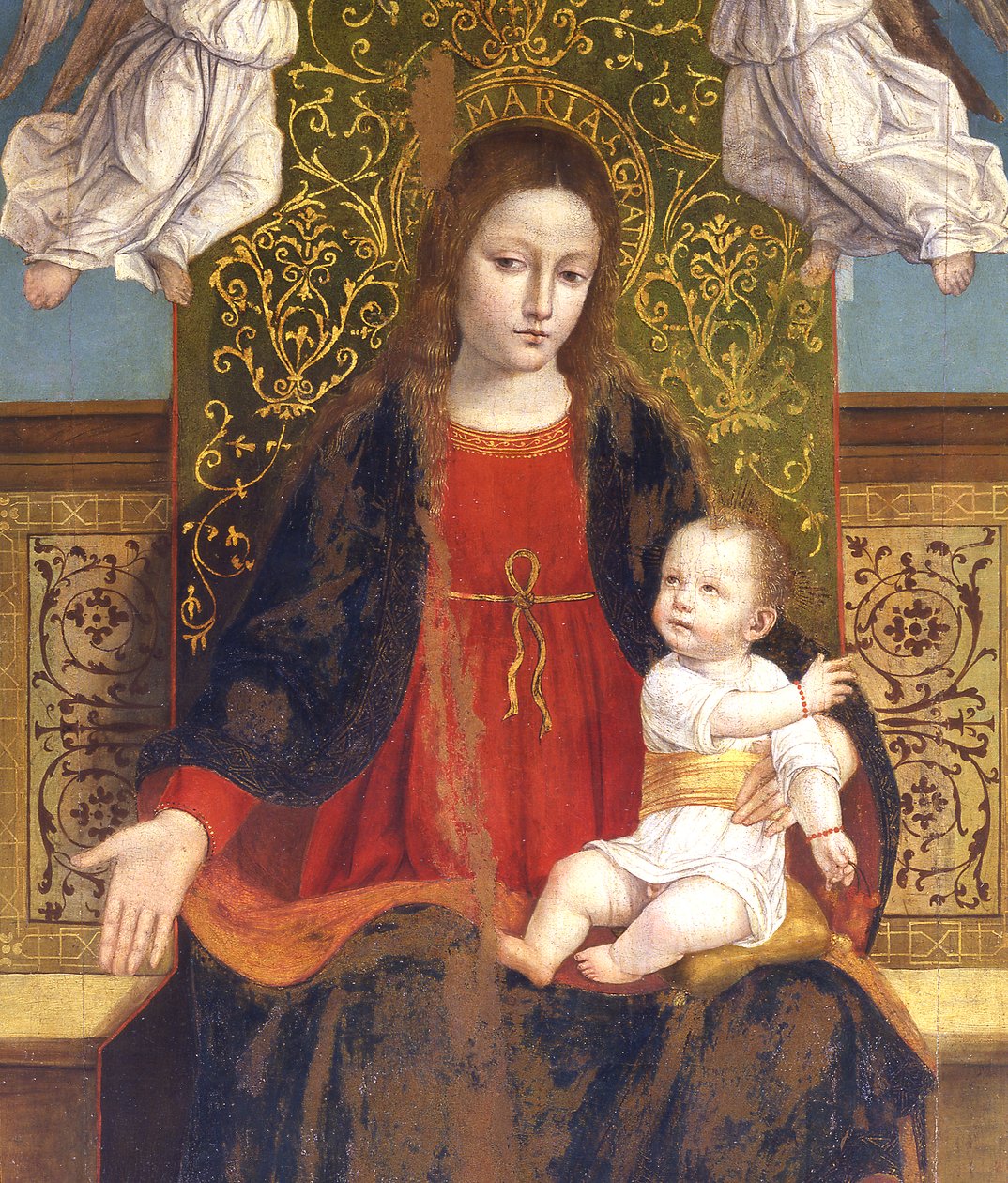 Madonna a dítě, detail od Ambrogio da Fossano