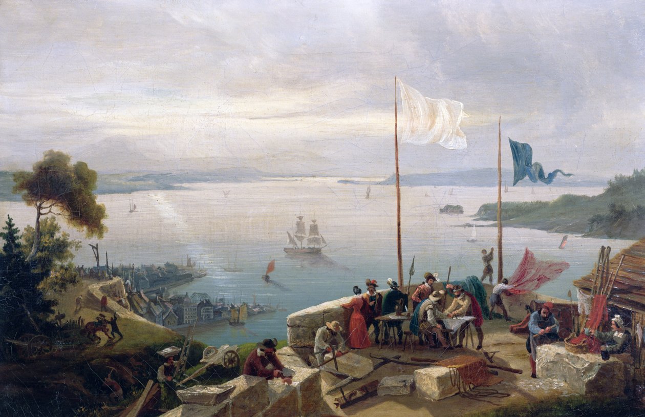 Založení města Quebec Samuel de Champlain v roce 1608, 1848 od Ambroise Louis Garneray