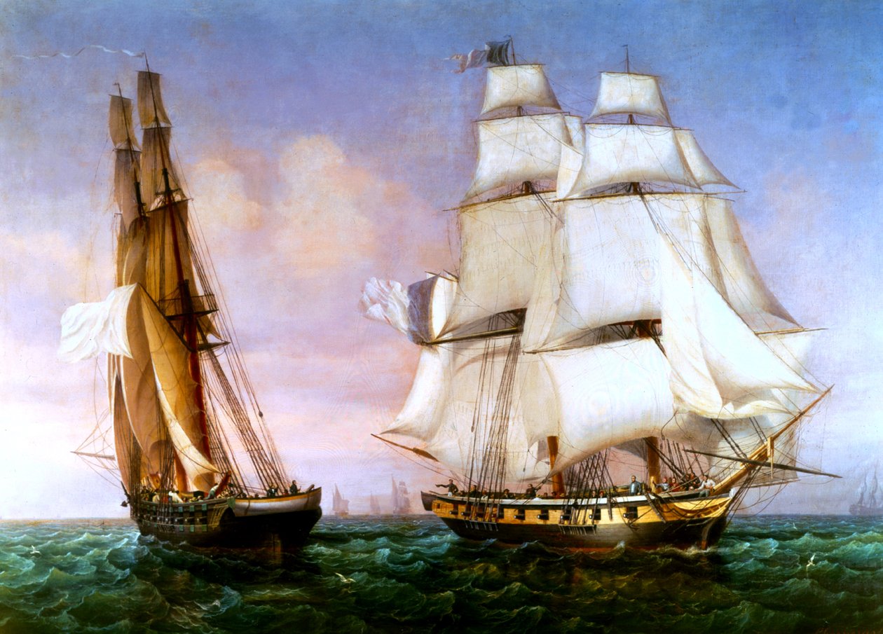 Napoleon opouští ostrov Elba, 28. února 1815 od Ambroise Louis Garneray