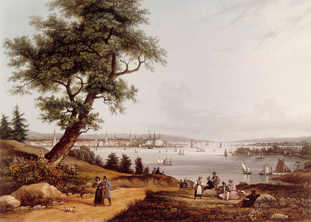 Pohled na New York City v roce 1840. Litografie Louis Ambroise Garneray (1783-1857). Paříž. B.N. od Ambroise Louis Garneray
