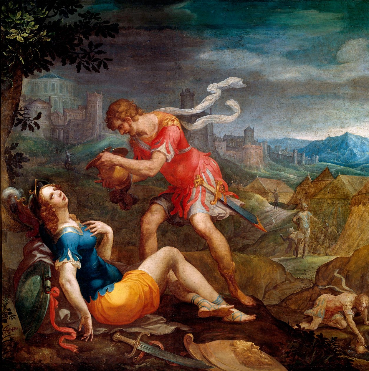Tancrede křtí Clorinde Ilustrace k básni „La jerusalem delivree““ od Torquata Tassa (známého jako Le Muche od Ambroise Dubois