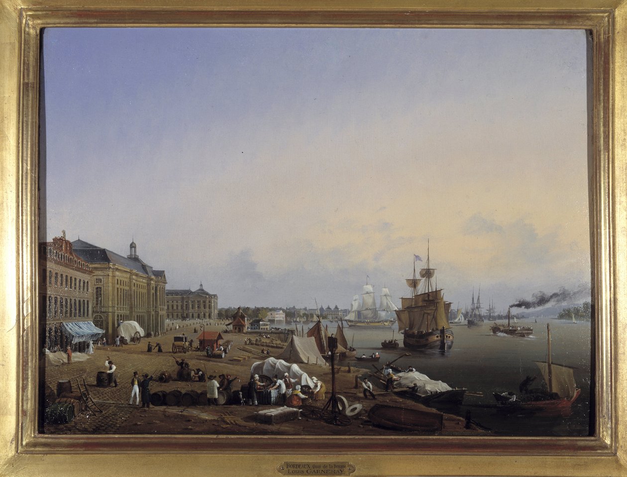 Bordeaux, doky celnice Louis Garneray, sd. kolem 1820, Olej na plátně, V. 0,330; L. 0,460. CCIP Sb. od Ambroise Louis Garneray