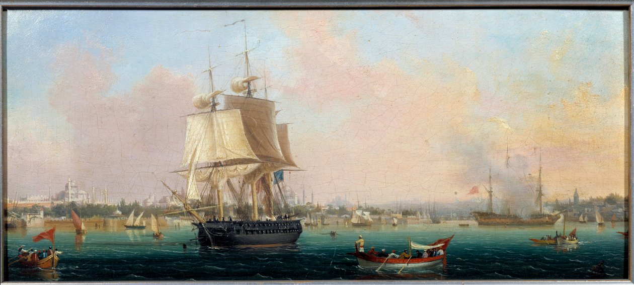 La Belle Choule zjevení v Konstantinopoli Obraz Ambroise Louis Garneray (1783-1857) 19. století Sevres, porcelánka od Ambroise Louis Garneray