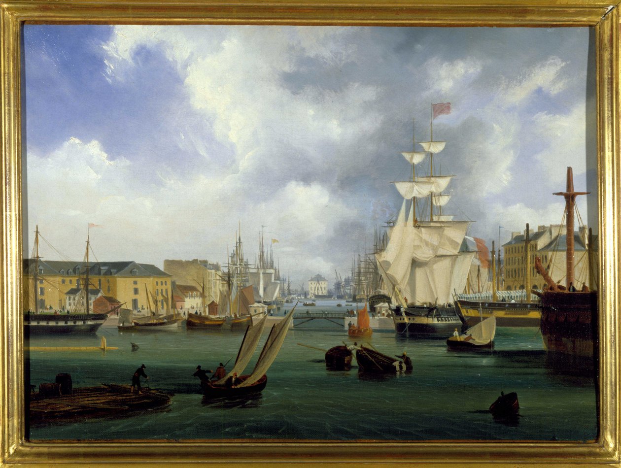 Přístav Le Havre, Grand Bassin, Louis Garneray, sd. kolem 1820, Olej na plátně, V. 0,330; L. 0,460. CCIP Sb. od Ambroise Louis Garneray