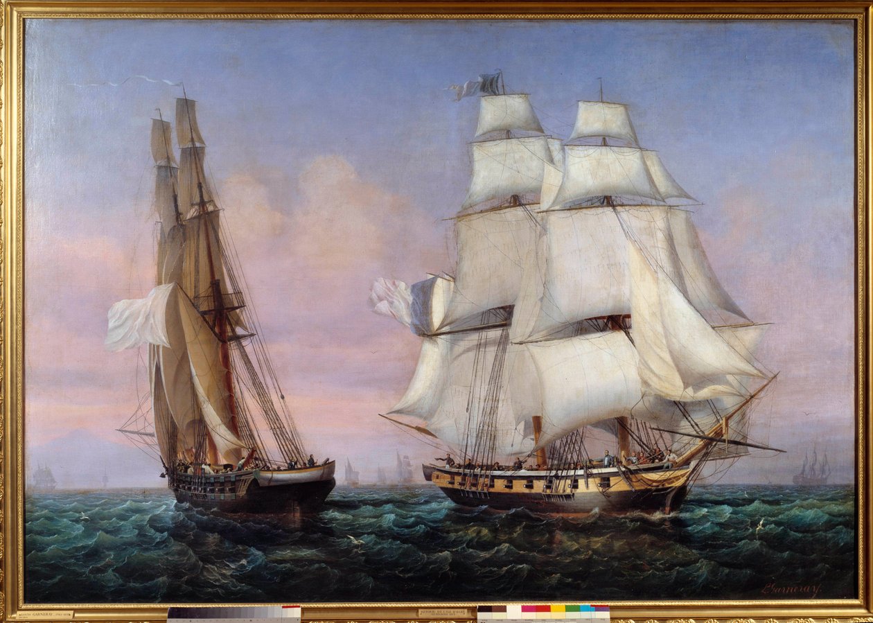 Návrat z ostrova Elba 28. 2. 1815 Napoleon I. (1769-1821) na palubě lodi „“ Nekonstantní“““ překračuje „“ Zephyr“““. Obraz Ambroise Louis Garneray (1783-1857) 1837 Ne. 1,87x2,27 m od Ambroise Louis Garneray