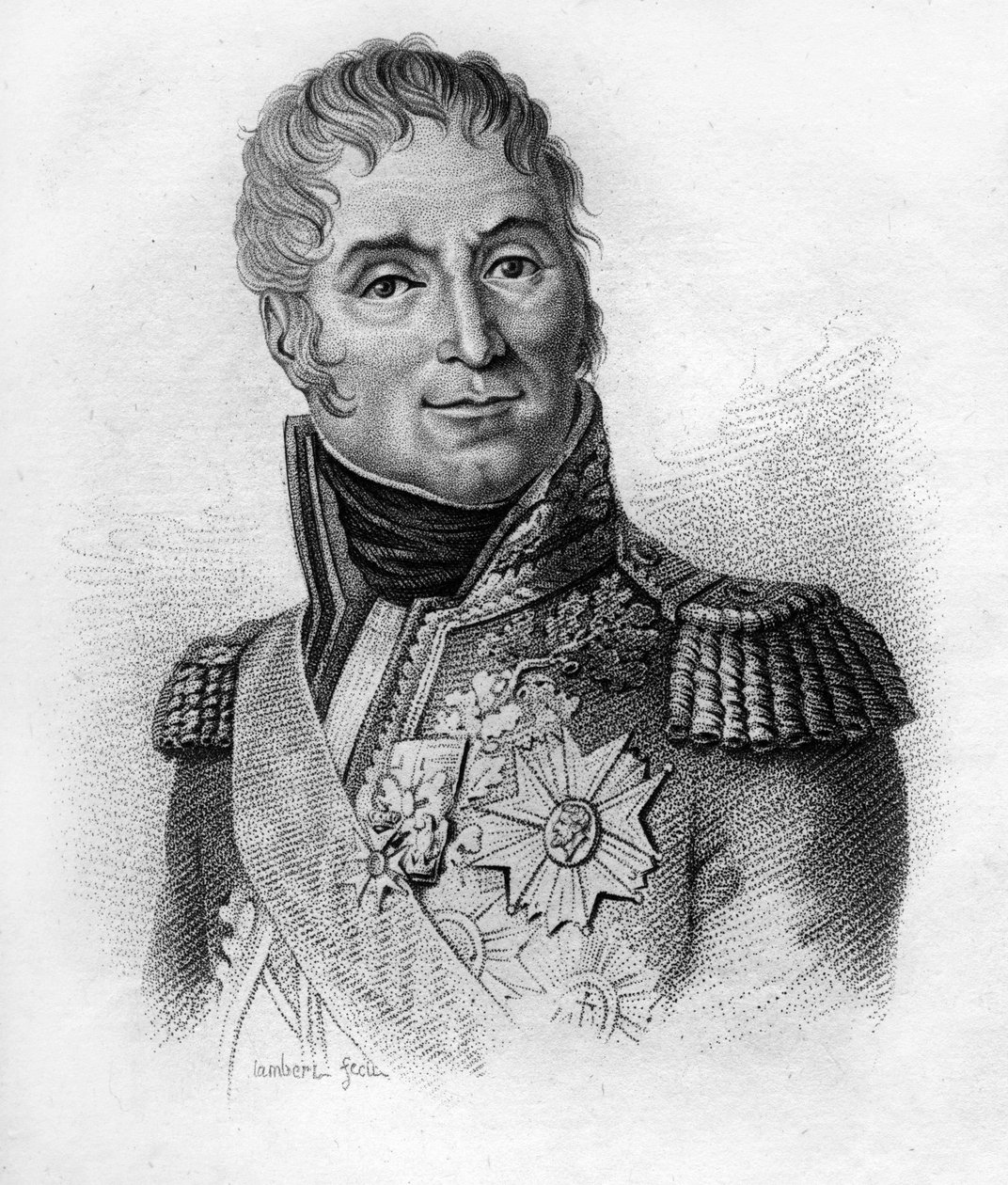 André Masséna (1758-1817), maršál Francie, vévoda z Rivoli. In „Portréty francouzských generálů po vítězstvích a výbojích Francouzů. Vyryl Ambroise Tardieu v roce 1818. Kolekce Stella. od Ambroise Tardieu