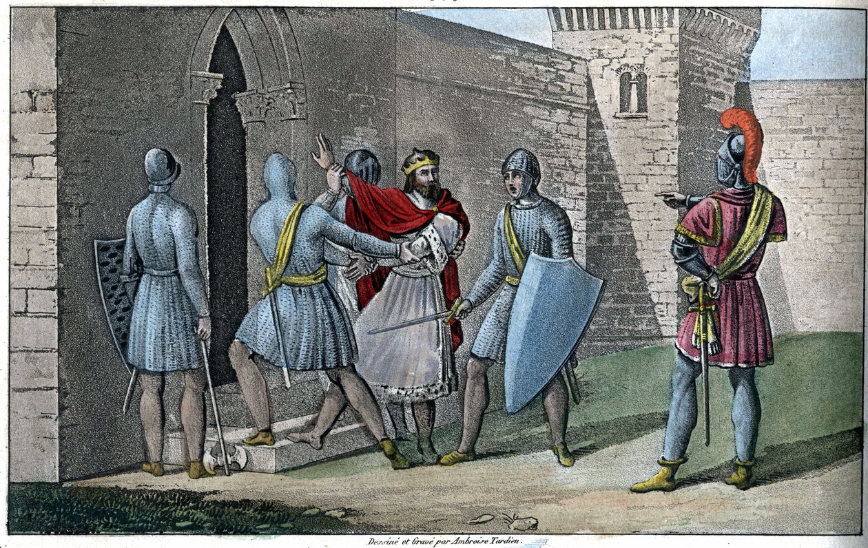 Charles III, "The Simple" (879-929), karolínská dynastie. Detrone v roce 922 a donucen se zachránit, našel útočiště u Herberta II. z Vermandois (asi 880-943), který ho držel v roce 923 jako zajatce na hradě Peronne. - Navrhl a vyryl Ambroise Tardi od Ambroise Tardieu