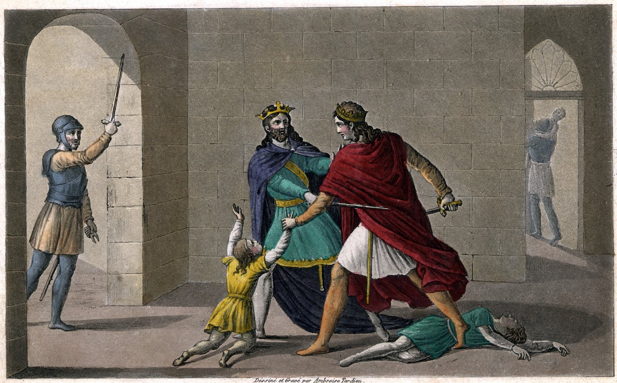 Childebert Nechal jsem Clotaire (Clothaire) povraždit děti jejich bratra Clodomira, krále Orleansu, jehož státy sdílejí. Navrhl a vyryl Ambroise Tardieu v roce 1825. od Ambroise Tardieu