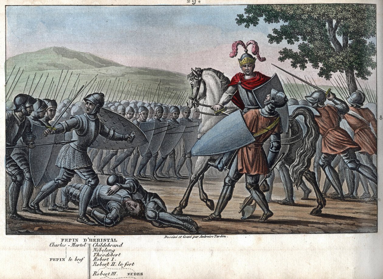 Eudes (Odon) (860 - 898), karolínská dynastie, vedla bitvu proti Normanům a vítězně bránila Paříž (885 - 887) - Navrhl a vyryl Ambroise Tardieu v roce 1825. od Ambroise Tardieu