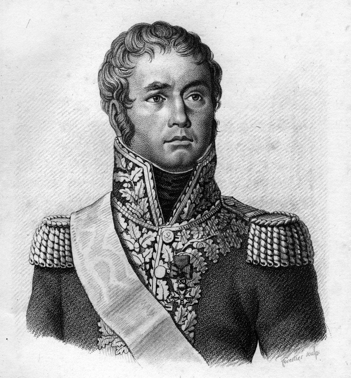 Generál Lecourbe. Claude Joseph, hrabě Lecourbe Francouzský generál (1758 až 1815).in „Portréty francouzských generálů po vítězstvích a bitvách Francouzů““. Vyryl Ambroise Tardieu v roce 1818. Sbírka Stella. od Ambroise Tardieu
