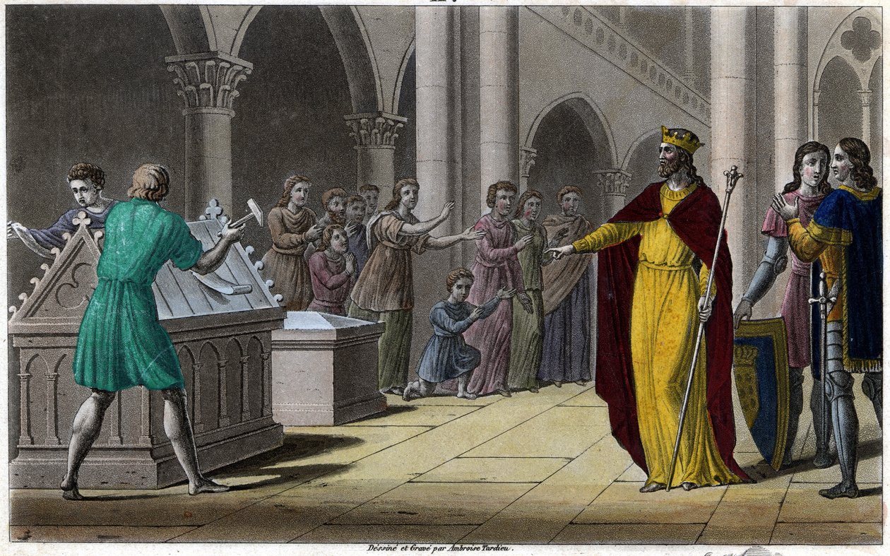 Grimoald, syn Pépina staršího, starosta paláce Austrasia (642) za Sigeberta III. Navrhl a vyryl Ambroise Tardieu v roce 1825. od Ambroise Tardieu