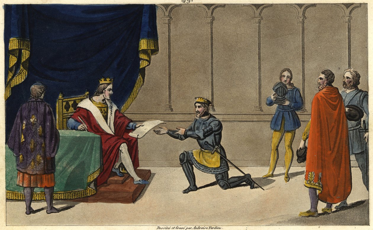 V roce 1327 Karel IV. Bel (1294-1328) vytvořil z bourbonského panství vévodský pár (duche pairie) ve prospěch syna Roberta de Clermonta a vnuka Saint-Louis Ludvíka I. od Ambroise Tardieu