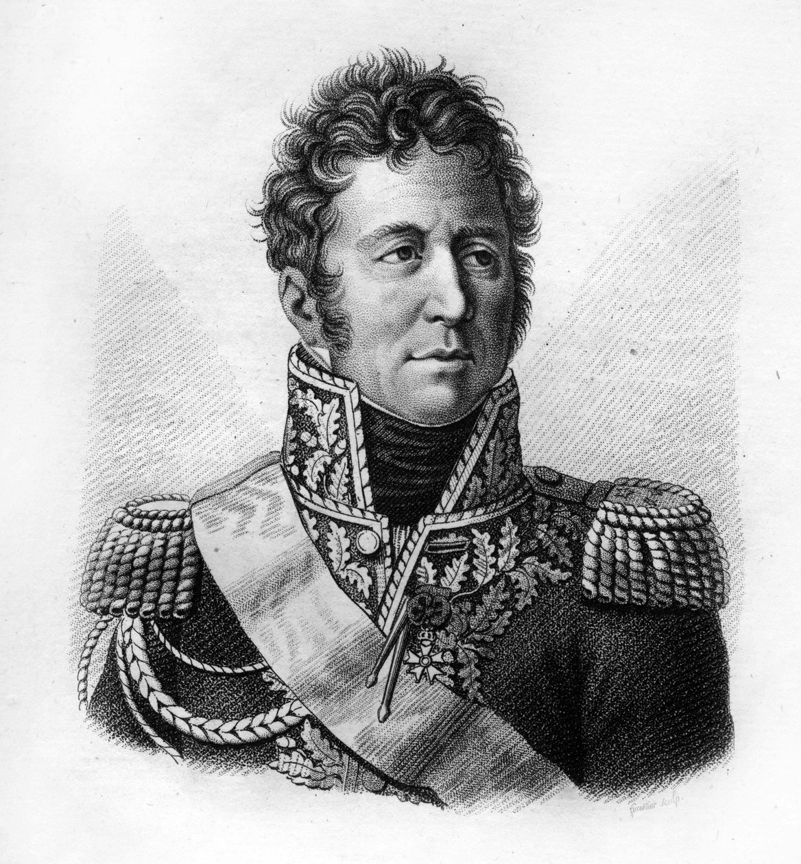 Jacques Alexandre Bernard Law, markýz de Lauriston, maršál Francie (1768-1828) - v „Portrétech francouzských generálů po vítězstvích a výbojích Francouzů““ Vyryl Ambroise Tardieu v roce 1818. Sbírka Stella. od Ambroise Tardieu
