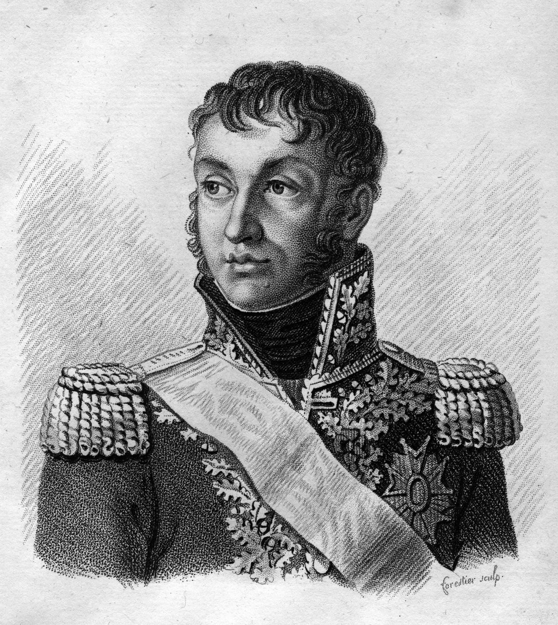 Jean Andoche Junot (Jean-Andoche) (1771-1813), vévoda z Abrantes, francouzský generál.in” Portréty francouzských generálů po vítězstvích a výbojích Francouzů””. Vyryl Ambroise Tardieu v roce 1818. Sbírka Stella. od Ambroise Tardieu