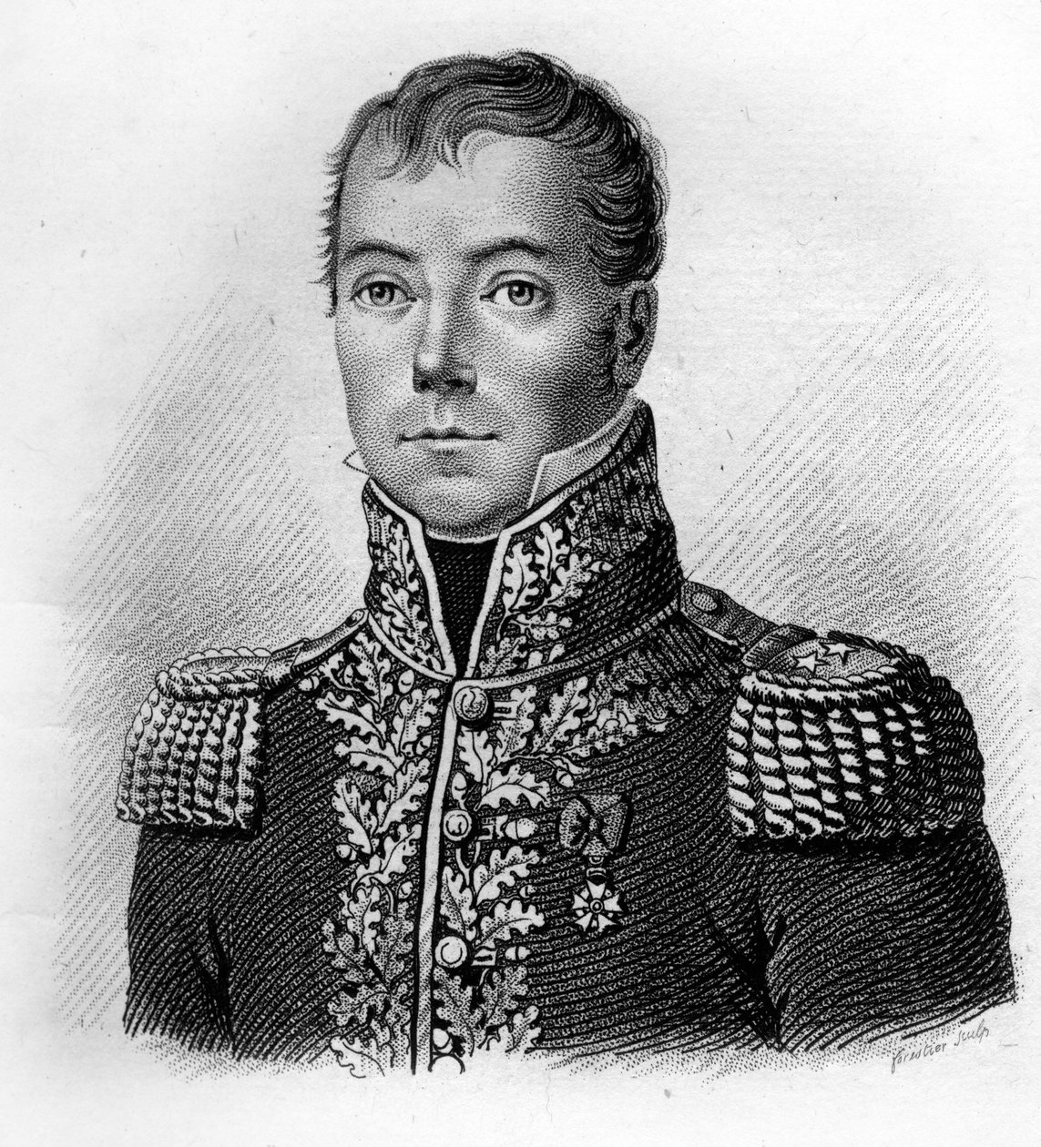 Generál Jean Pierre BECHE. 1770-1814.in „Portréty francouzských generálů““. Vyryl Ambroise Tardieu v roce 1818. Sbírka Stella od Ambroise Tardieu