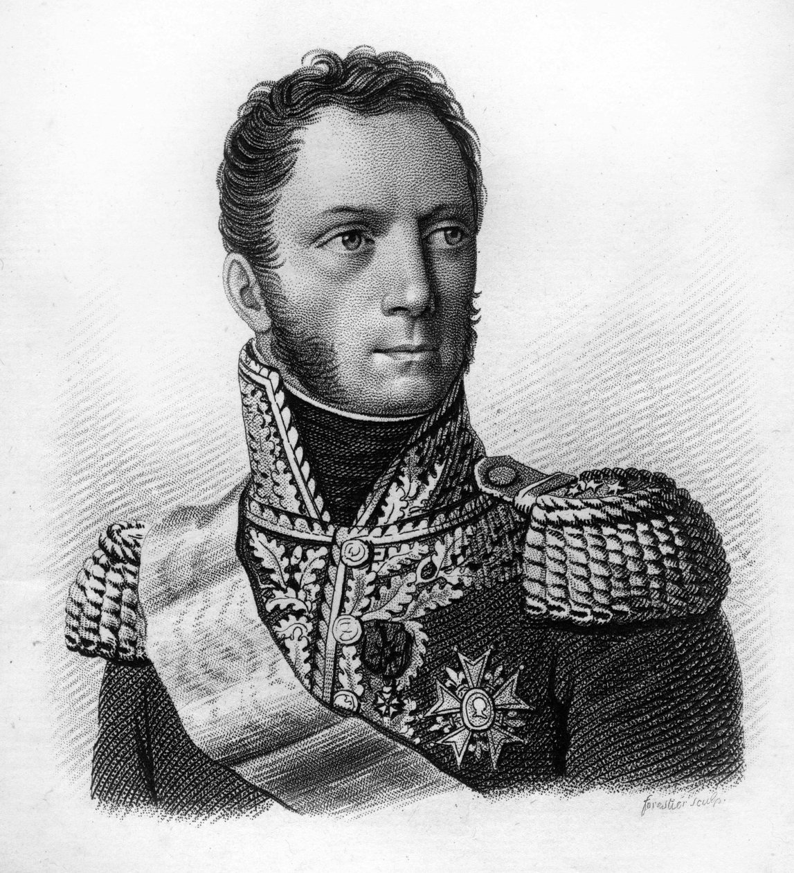 Louis Armand Augustin CAULAINCOURT (1773-1827) - v „Portrétech francouzských generálů po vítězstvích a výbojích Francouzů““. Vyryl Ambroise Tardieu v roce 1818. Sbírka Stella. od Ambroise Tardieu